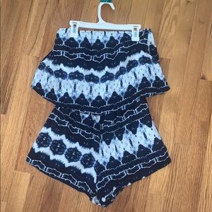 TIE-DYE PRINT STRAPLESS ROMPER